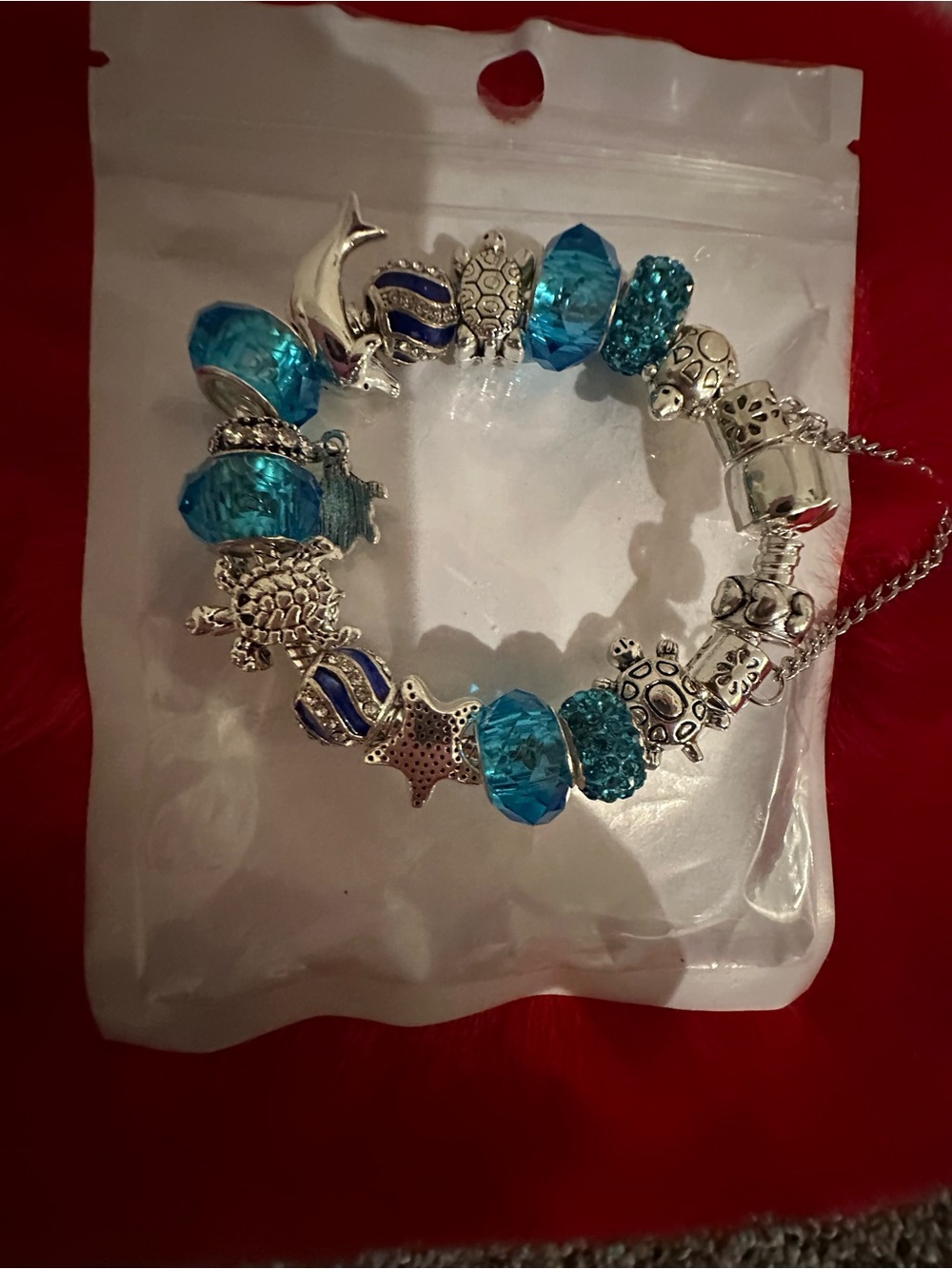 Silver-Tone Blue Crystal Charm Bracelet & Earrings Set - Picture 2 of 5